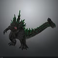 Fierce Monster Creature With Gray Skin Green Spikes Long Tail And Open Mouth