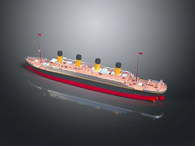 3D Rendering of Historic Ocean Passenger Liner With Four Funnels 3d model