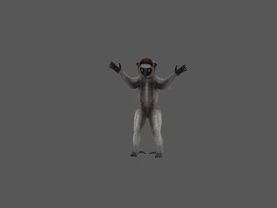 Realistic 3D Reptile Model Standing With Open Arms On Gray Background 3d model