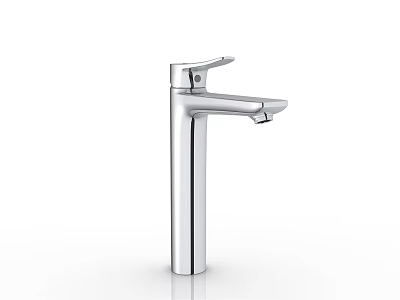 Modern Tall Chrome Bathroom Faucet With Single Lever And Metallic Finish 3d model
