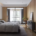 Modern Hotel Guest Room Interior With Wooden Walls Large Screen TV Green Plant And Sofa