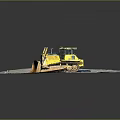 Yellow Bulldozer Working on Sandy Ground Construction Site Terrain 3d model