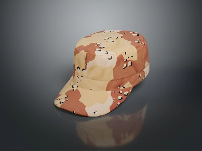 Camouflage Pattern Military Style Hat With Brown Beige Colors For Casual Daily Use 3d model