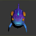 Vibrant Fantasy Fish with Purple Pink Body Blue Spots Large Eyes and Blue Antenna