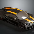 Black Supercar With Yellow Stripes And Sleek Aerodynamic Design 3d model