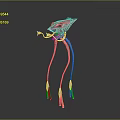 Silver Alien Like Game Movie Character With Long Slender Legs And Transparent Diamond Shaped Body