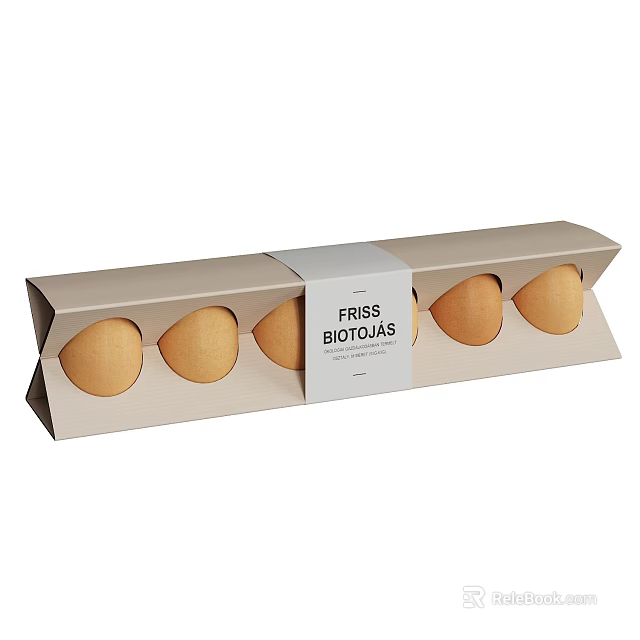 Fresh Brown Eggs Packaged In A Cardboard Box With Five Units Inside 3d model 