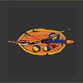 Sailboat In Low Poly Style With Orange Blue Hull Yellow Accents White Sails And Flag