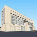 Modern Office Building Exterior With Large Glass Windows And Stone Facade Design