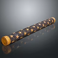 Dark Decorative Scroll With Gold Star Patterns And Golden Ends On Dark Background 3d model