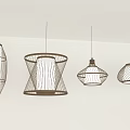 Stylish Modern Chandeliers Featuring Geometric Wire Frame And Unique Hanging Designs 3d model