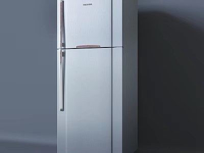 Modern Toshiba Stainless Steel Double Door Refrigerator For Contemporary Home Kitchen 3d model