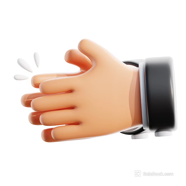 Stylish Decorative Ornament Set Featuring Hand Shape Black Cuff And Clapping White Lines 3d model 