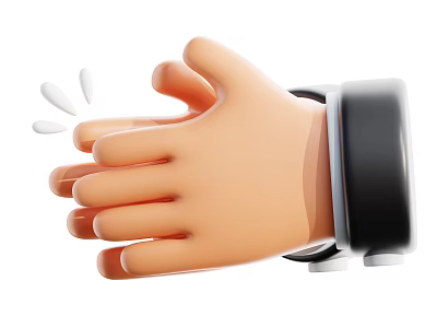 Stylish Decorative Ornament Set Featuring Hand Shape Black Cuff And Clapping White Lines 3d model