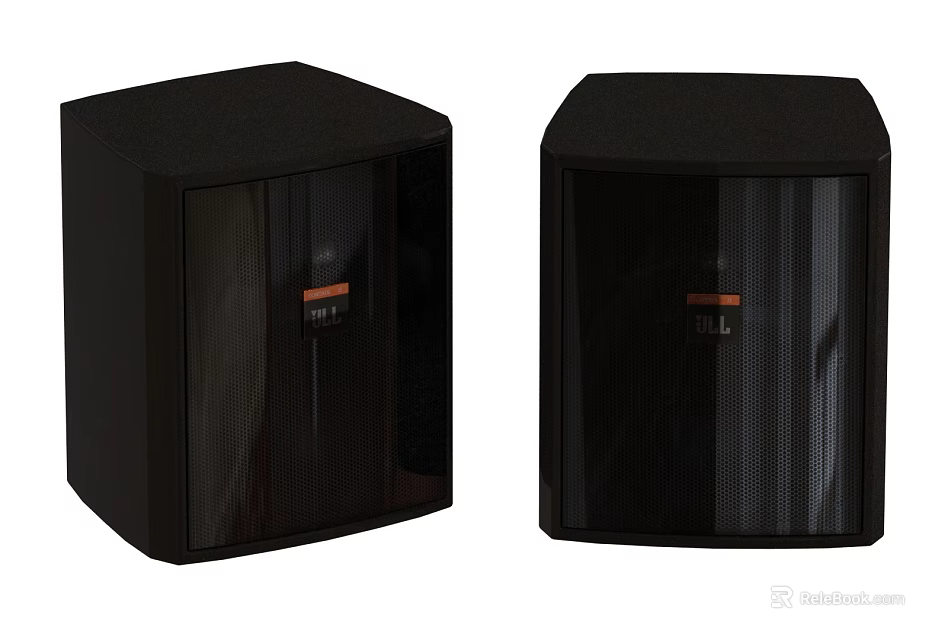 Pair Of Black Stereo Speakers For Home Audio Sound System Setup 3d model 