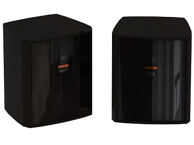 Pair Of Black Stereo Speakers For Home Audio Sound System Setup 3d model