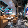 Modern Luxury KTV Interior Design With Comfortable Sofa Large TV And Stylish Lighting