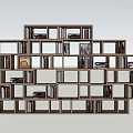 Modern Modular Open Shelf Bookcase With Geometric Design And Decorative Books