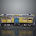 Vintage Southern Train Model Yellow Blue Carriage With Windows Doors And Metal Wheels