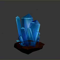 Blue Crystal Formation On Natural Stone Wood Base With Shiny Accents