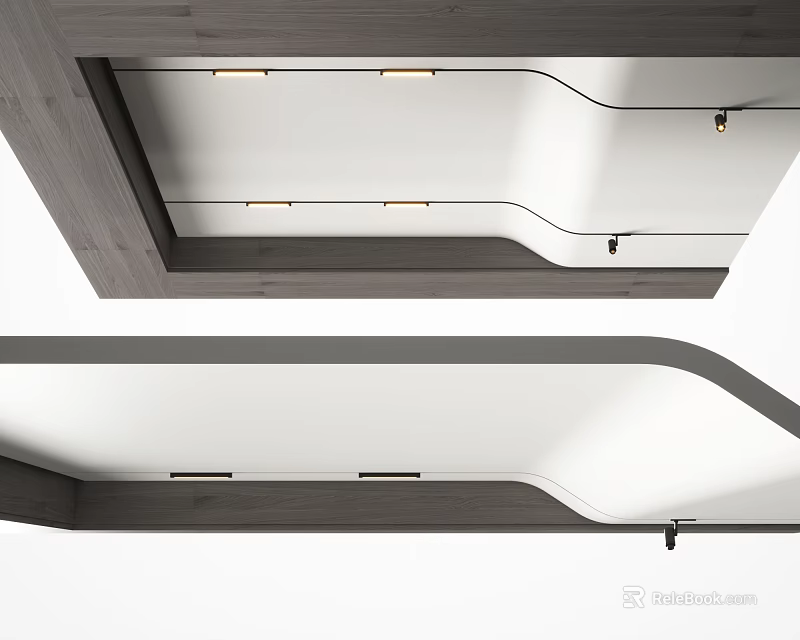 Contemporary Ceiling Design With Built In Lights And Smooth Lines 3d model 
