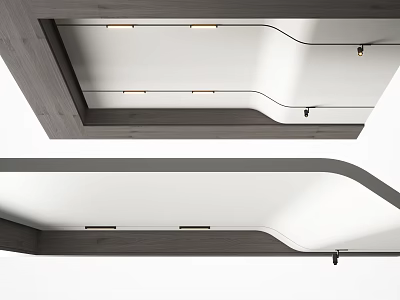 Contemporary Ceiling Design With Built In Lights And Smooth Lines 3d model