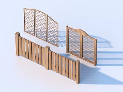 Wooden Fence Designs With Lattice Patterns Slatted Styles And Curved Tops For Outdoor Use 3d model