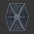 Detailed TIE Fighter Spacecraft Model With Twin Ion Engine And Wings