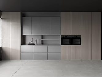 Modern Sideboard Solid Wood Sideboard Oven Kettle Water Cup 3d model