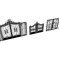 European-style gate carved railing group 3d model