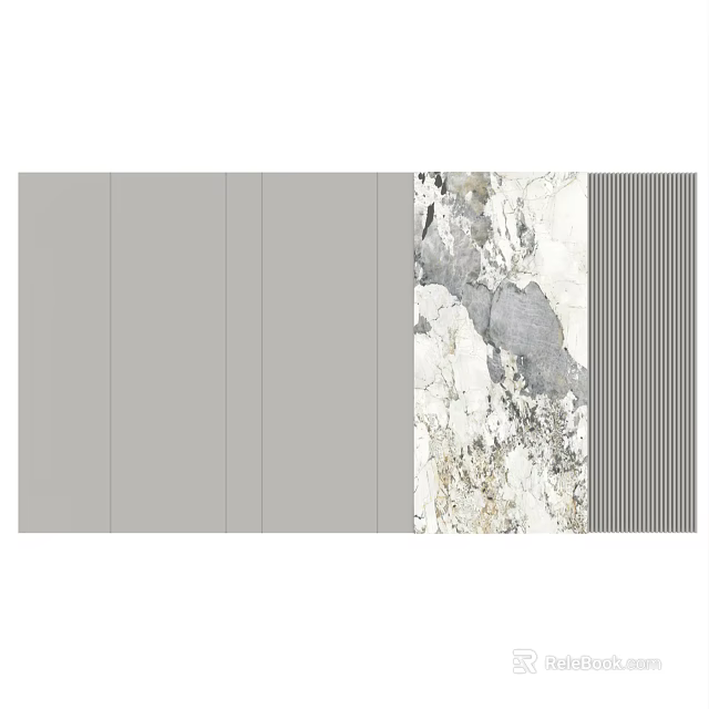 Stylish Modern Gray Interior Wall With Wood Grain Marble Texture And Striped Patterns 3d model