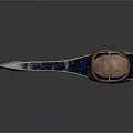 Handcrafted Axe With Polished Metal Head And Intricate Carved Wooden Handle