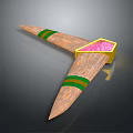 Wooden Throwing Weapon Featuring Green Stripes Yellow Frame And Pink Center