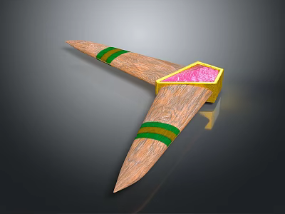 Wooden Throwing Weapon Featuring Green Stripes Yellow Frame And Pink Center 3d model