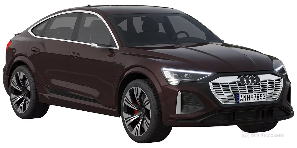 Audi Burgundy Modern SUV Coupe With Sleek Design LED Headlights And Alloy Wheels 3d model 