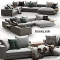 Connery Sofa Modern Interior Design With Cozy Pillows And Plush Blanket 3d model