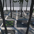 Urban Road Facilities With Square Paving Geometric Patterns Trees And Drainage Grilles 3d model