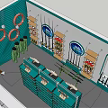 Green And White Specialty Store With Shelves Products Lifebuoy Decor And Window View