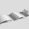 Modern Tensile Membrane Canopy Structures With Row Of Supporting Columns Outdoor