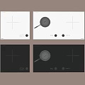 Modern Kitchen Cooktop Control Panels With White And Black Designs And Metal Knobs 3d model