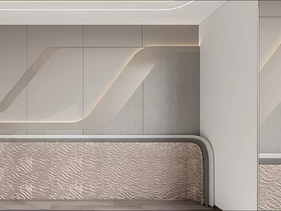 Modern Elegant Bedroom Accent Wall With Textured Panels And LED Strip Lighting 3d model