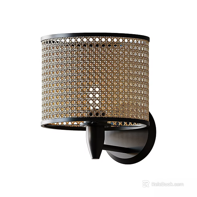 Modern Woven Design Wall Lamp With Hollow Out Pattern And Black Base 3d model 