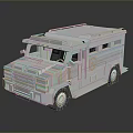 White Armored Military Vehicle Model With Badge Windows and Roof Structure