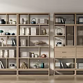 Wooden Shelf Unit With Multiple Compartments Holding Books Teapots And Decorative Items