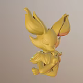 Golden Fox Like Game Movie Character With Big Ears And Flame Decorative Elements