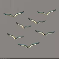Modern Seagull Wing Shaped Chandeliers with Green and White Lighting Hanging in Interior Design