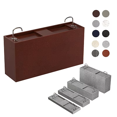 Brown Rectangular Washbasin With Multiple Gray Matching Style Units And Various Color Options 3d model