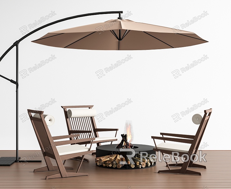 Modern outdoor table and chair combination outdoor leisure chair leisure table and chair fireplace parasol model