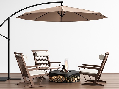 Modern outdoor table and chair combination outdoor leisure chair leisure table and chair fireplace parasol model