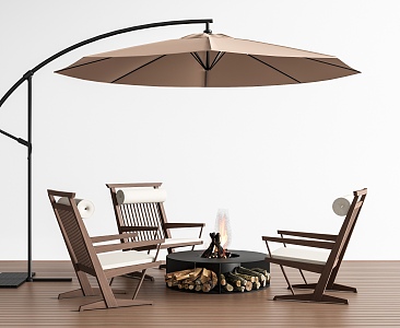 Modern outdoor table and chair combination outdoor leisure chair leisure table and chair fireplace parasol 3d model